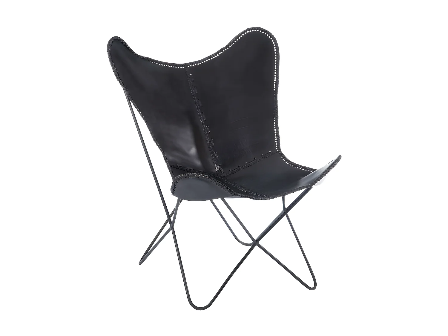 Fauteuil Design en Cuir "Papillon" 92cm Noir