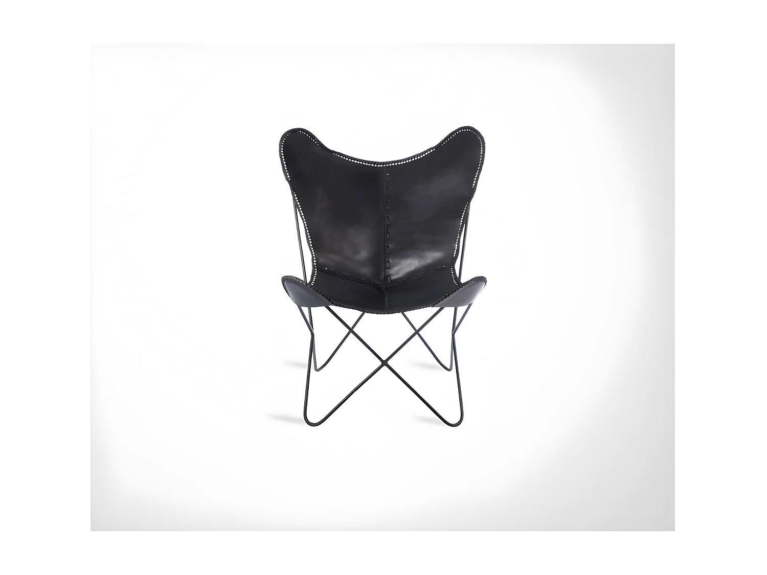 Fauteuil Design en Cuir "Papillon" 92cm Noir