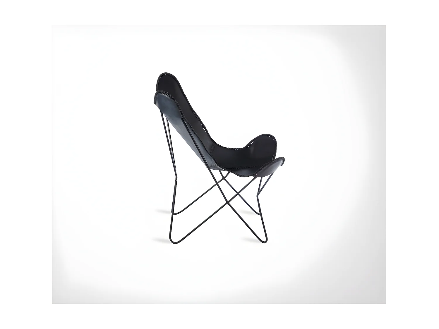 Fauteuil Design en Cuir "Papillon" 92cm Noir