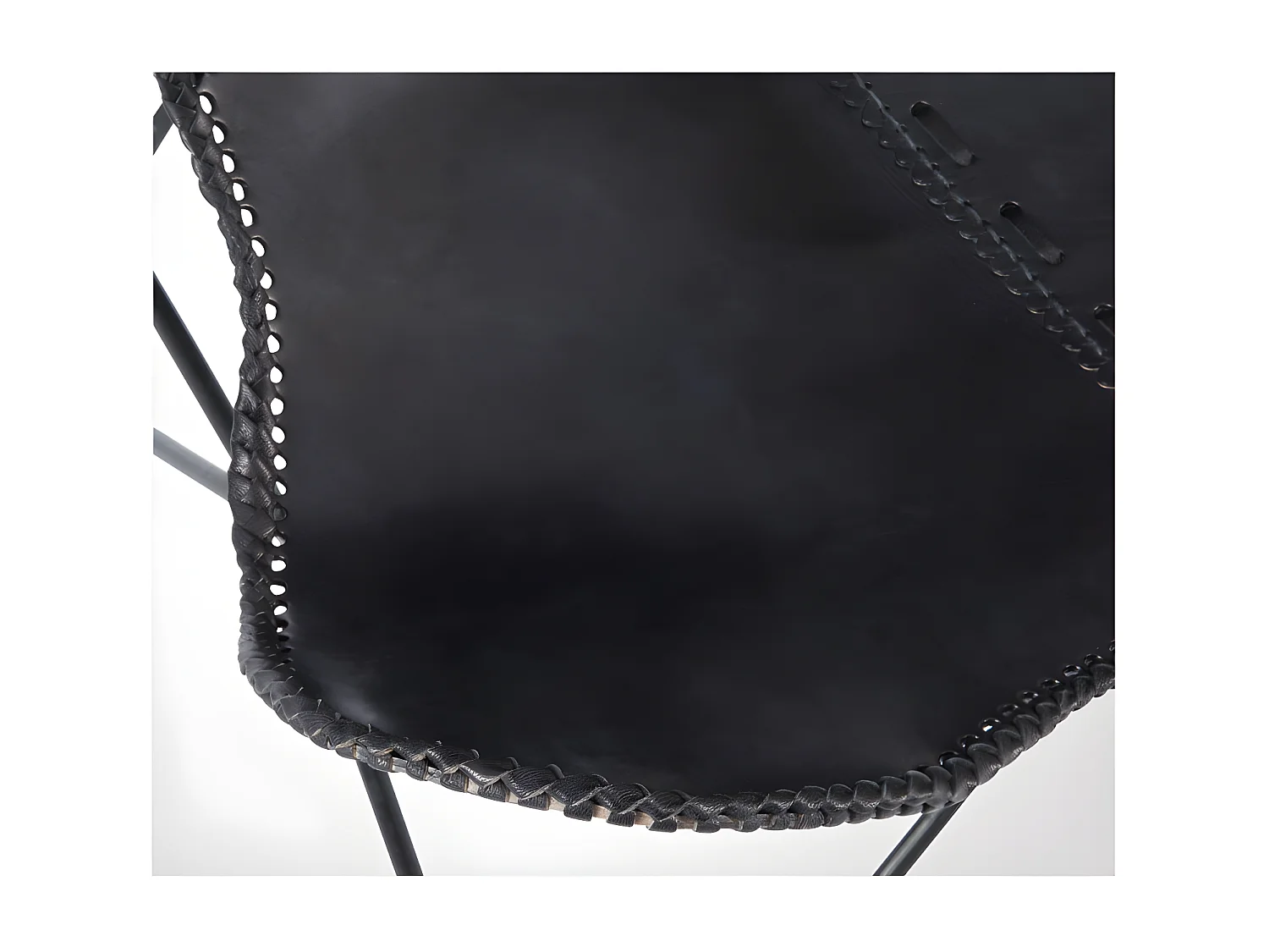 Fauteuil Design en Cuir "Papillon" 92cm Noir