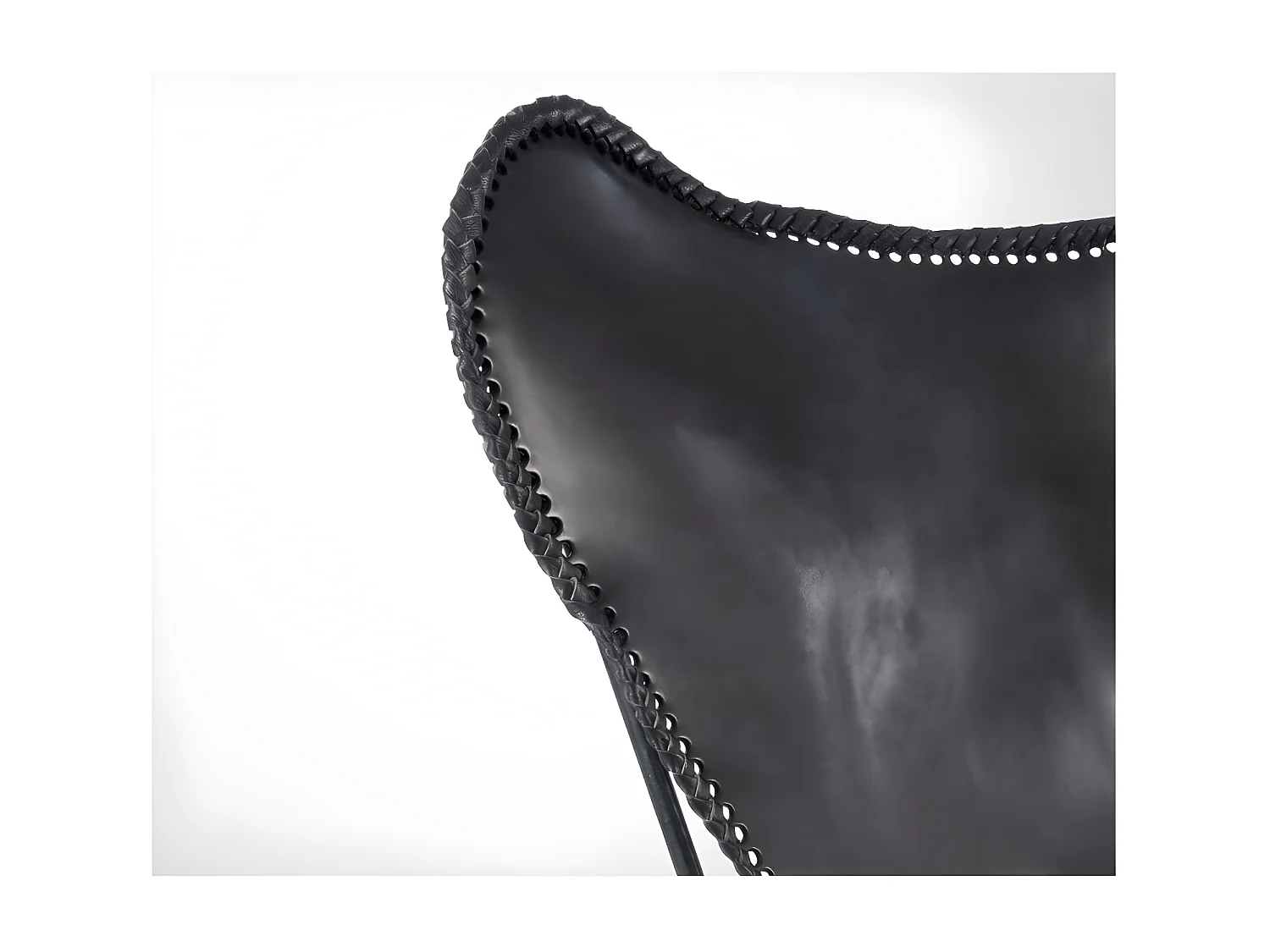 Fauteuil Design en Cuir "Papillon" 92cm Noir