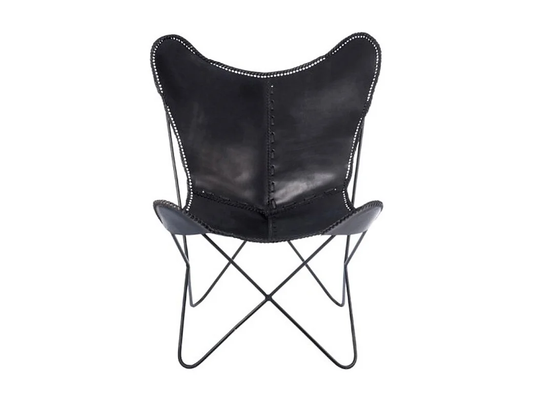 Fauteuil Design en Cuir "Papillon" 92cm Noir