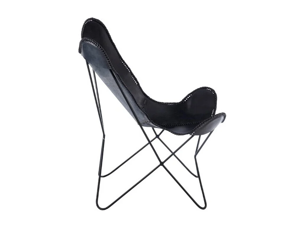 Fauteuil Design en Cuir "Papillon" 92cm Noir