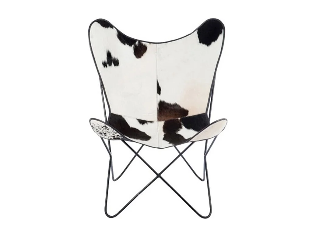 Fauteuil Design Peau de Vache "Papillon" 92cm Noir & Blanc