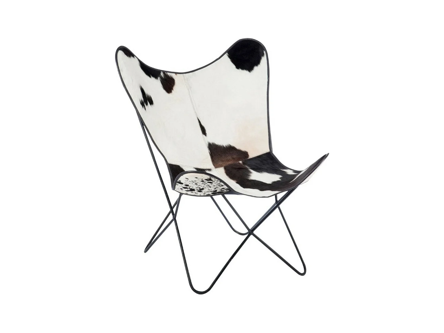 Fauteuil Design Peau de Vache "Papillon" 92cm Noir & Blanc