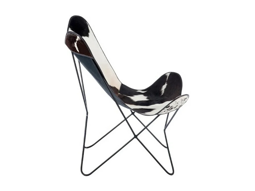 Fauteuil Design Peau de Vache "Papillon" 92cm Noir & Blanc