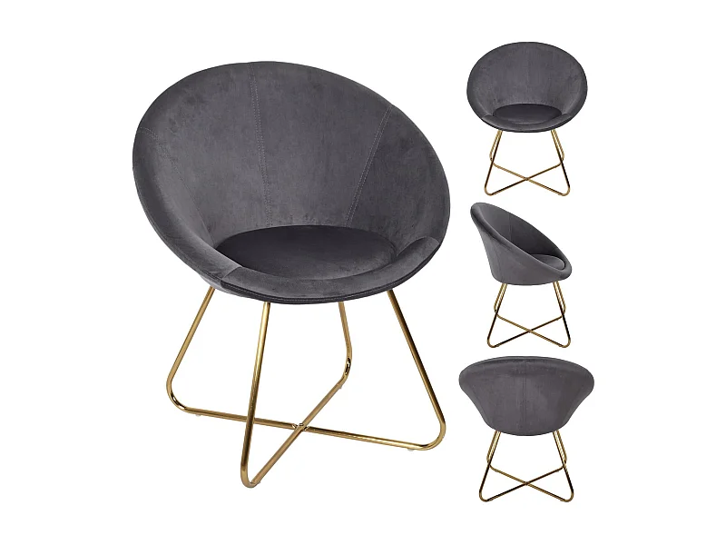 Fauteuil Design Velours "Karl" 83cm Gris