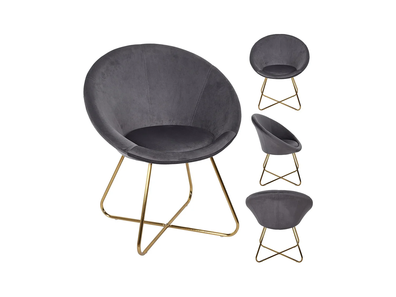 Fauteuil Design Velours "Karl" 83cm Gris