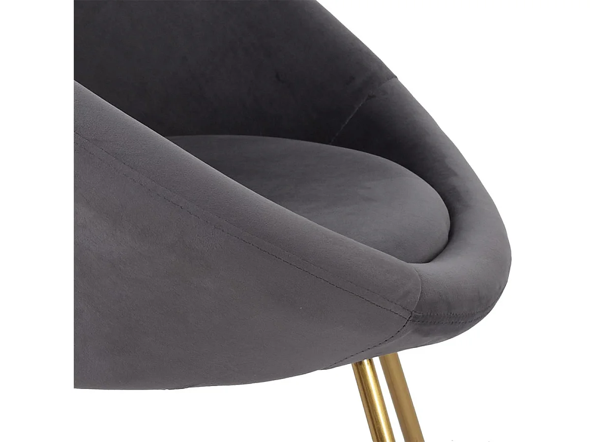 Fauteuil Design Velours "Karl" 83cm Gris