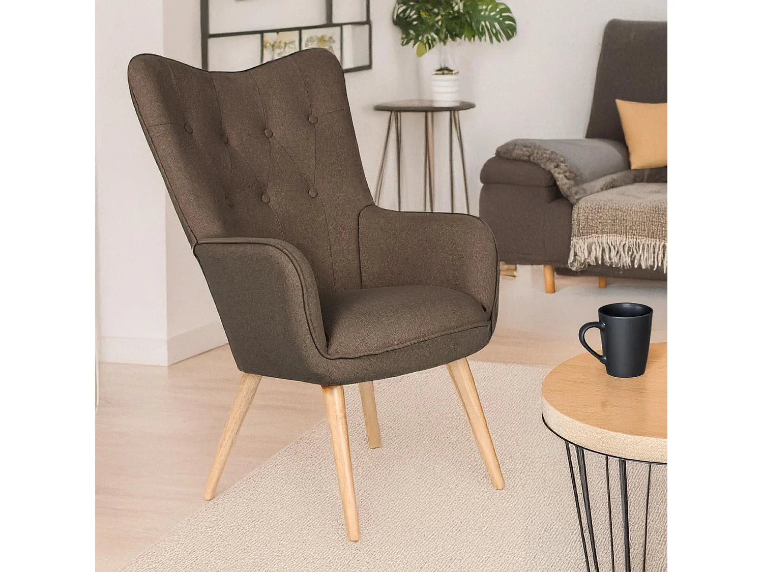 Fauteuil Scandinave "Aimee" 67cm Taupe