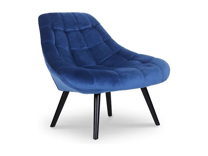 Fauteuil Scandinave en Velours "Johan" 102cm Bleu