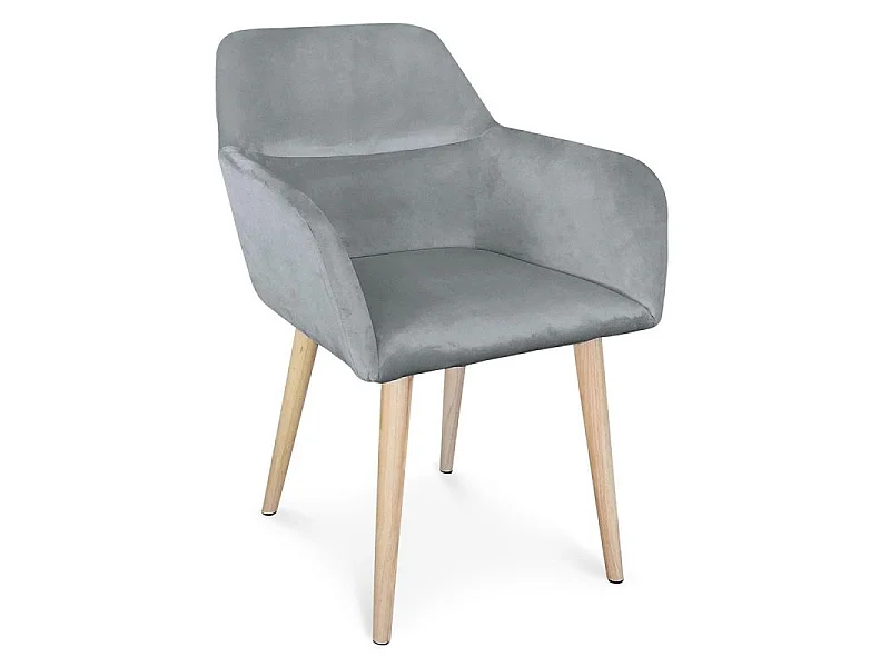 Fauteuil Scandinave Velours "Mogal" 82cm Argent