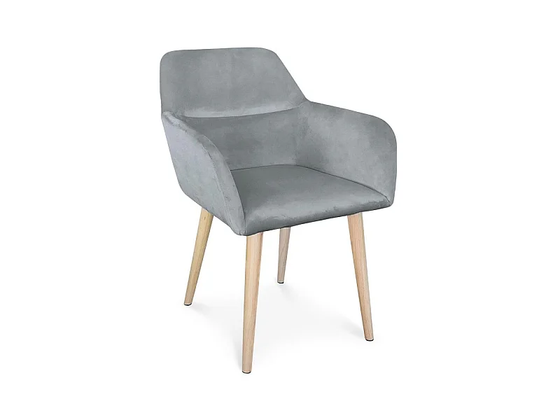 Fauteuil Scandinave Velours "Mogal" 82cm Argent