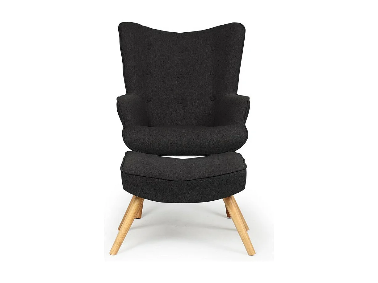 Fauteuil & Pouf Scandinave "Orle" 98cm Noir