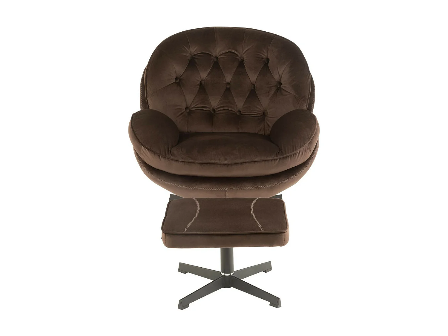 Fauteuil & Repose-Pieds "Relax" 88cm Marron Foncé