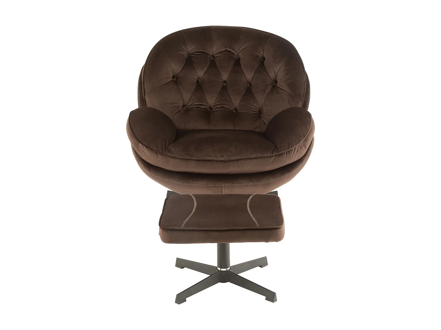 Fauteuil & Repose-Pieds "Relax" 88cm Marron Foncé