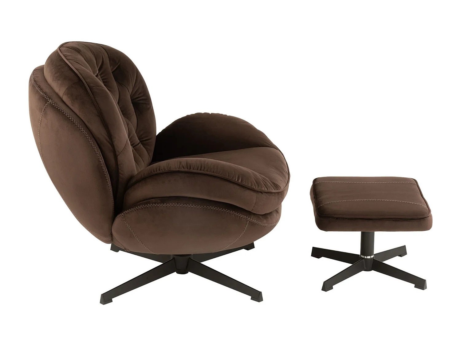 Fauteuil & Repose-Pieds "Relax" 88cm Marron Foncé