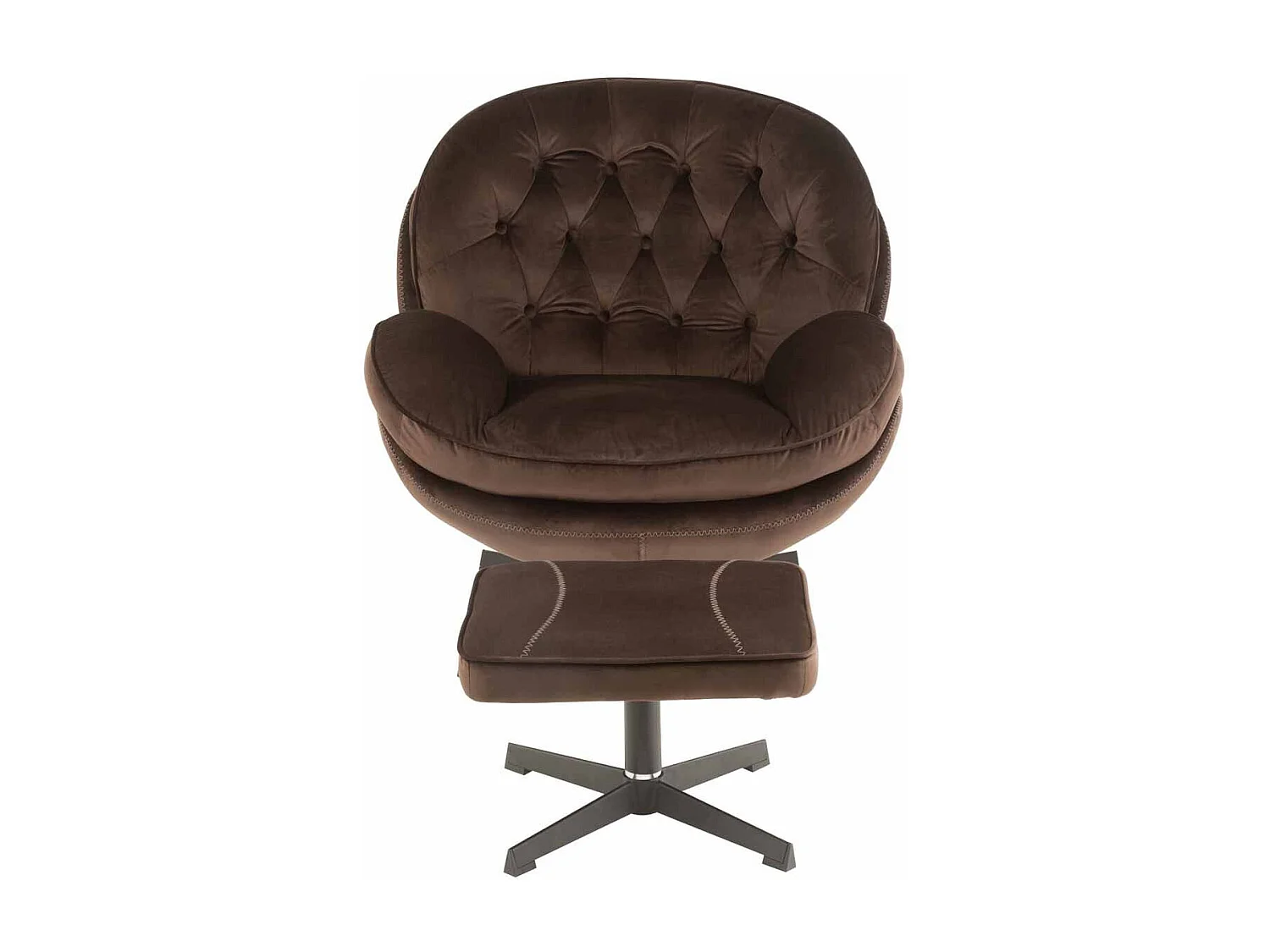 Fauteuil & Repose-Pieds "Relax" 88cm Marron Foncé