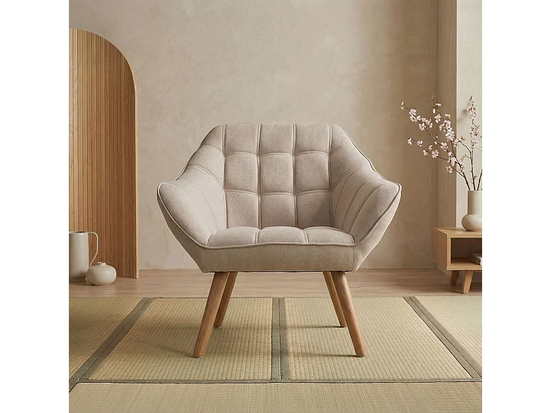 Fauteuil Scandinave Matelassé "Taon" 83cm Beige