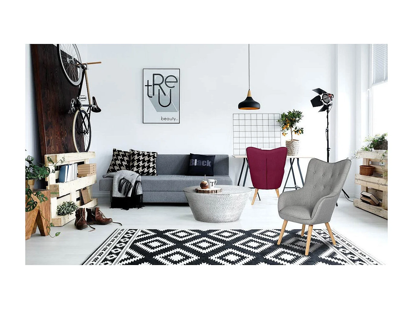 Fauteuil Scandinave "Aimee" 67cm Gris Clair