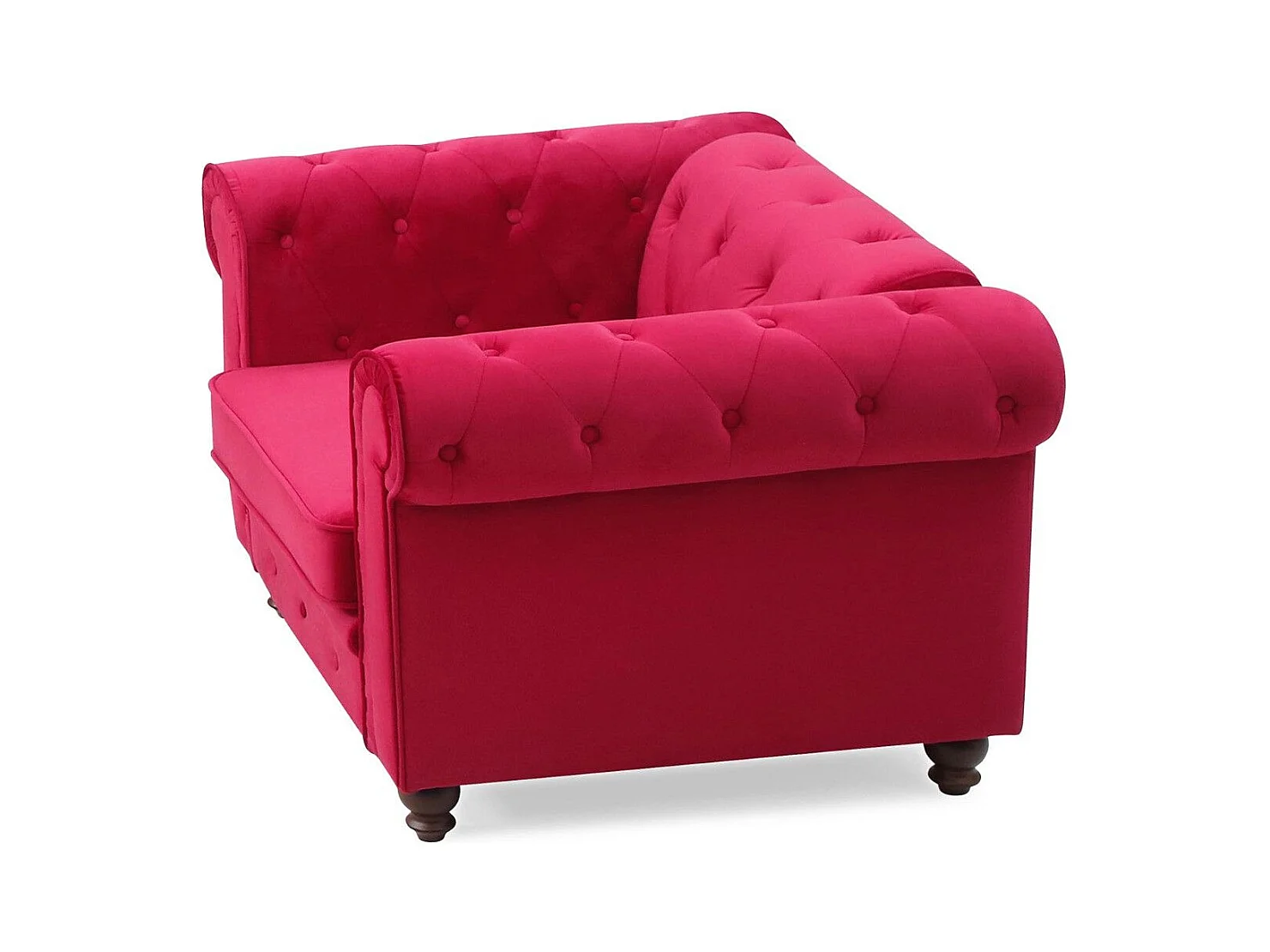 Fauteuil Design Velours "Chesterfield" 111cm Rouge
