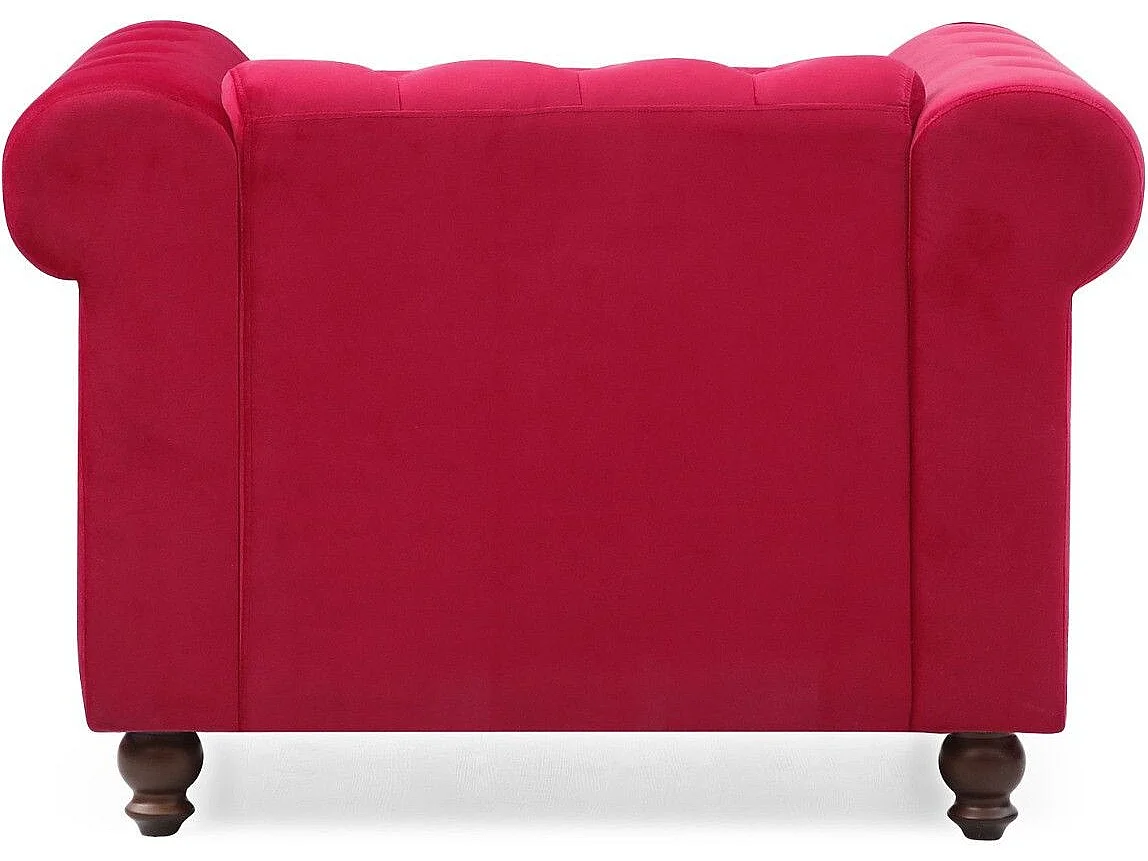 Fauteuil Design Velours "Chesterfield" 111cm Rouge