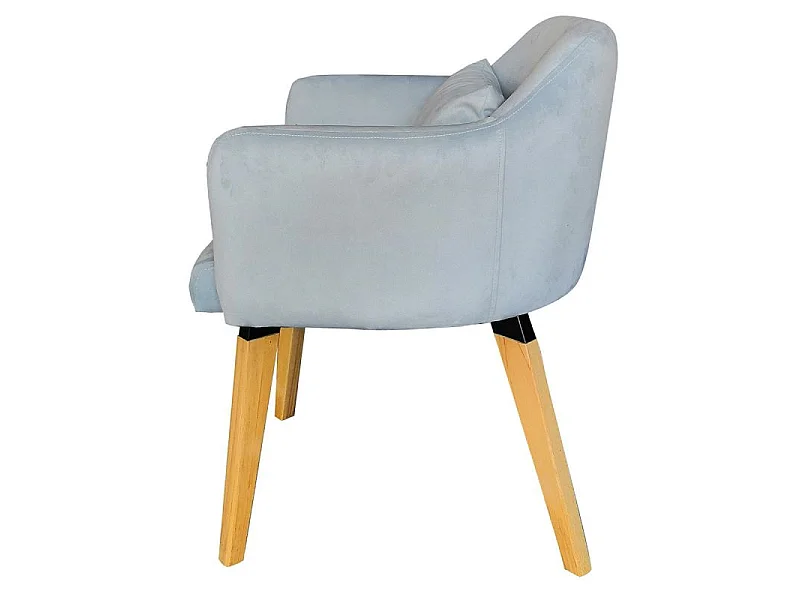 Fauteuil Scandinave Velours "Nari" 70cm Bleu Ciel