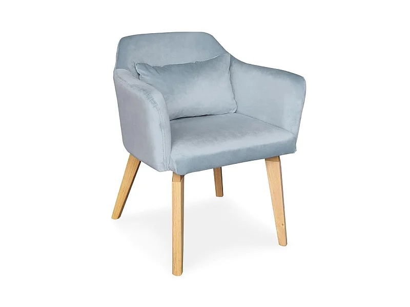 Fauteuil Scandinave Velours "Nari" 70cm Bleu Ciel