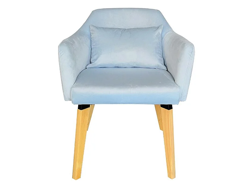Fauteuil Scandinave Velours "Nari" 70cm Bleu Ciel