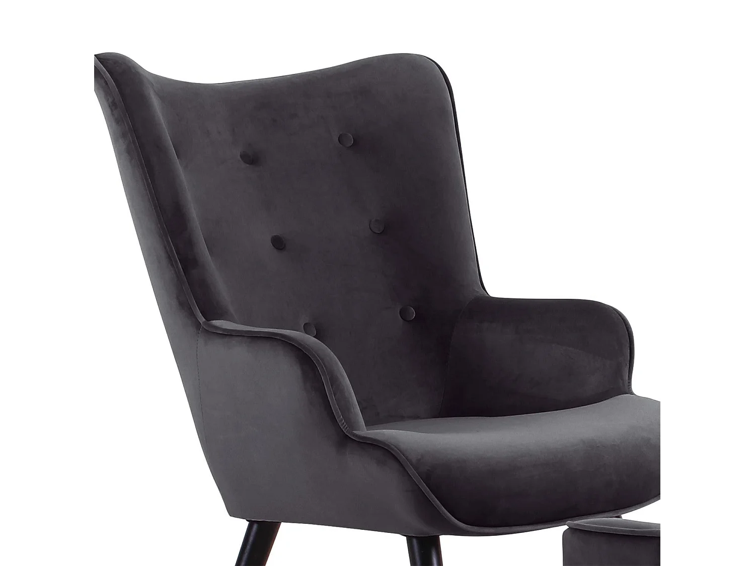 Fauteuil & Pouf Scandinave "Nomi" 100cm Noir