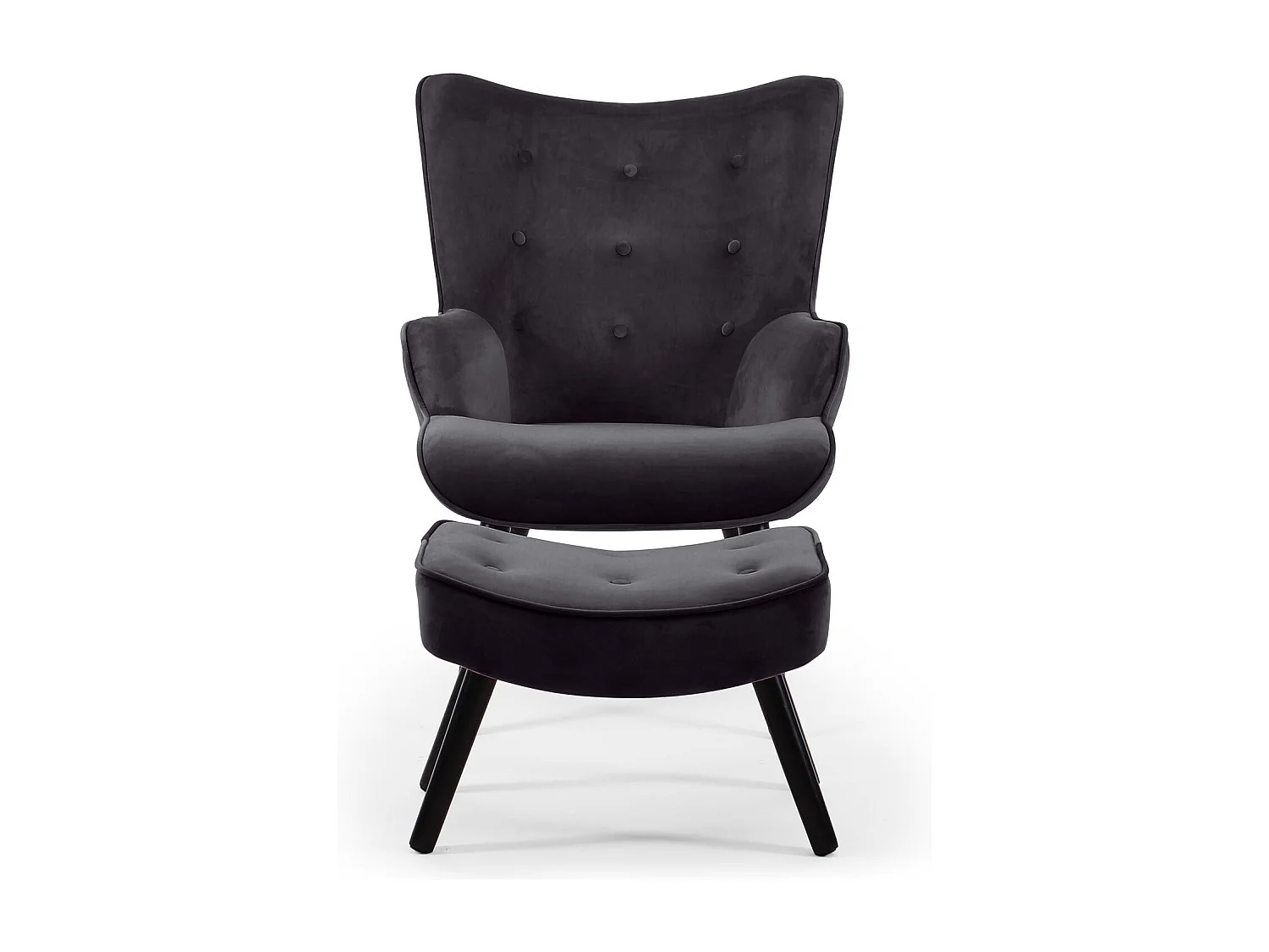 Fauteuil & Pouf Scandinave "Nomi" 100cm Noir