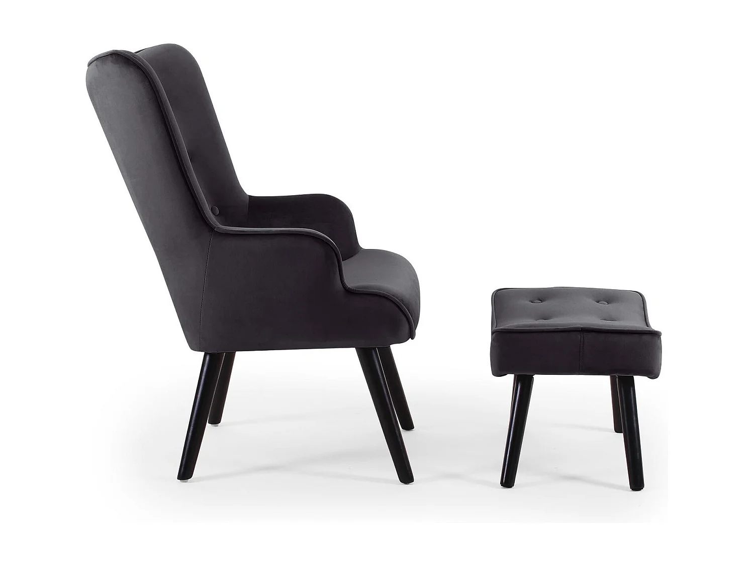 Fauteuil & Pouf Scandinave "Nomi" 100cm Noir