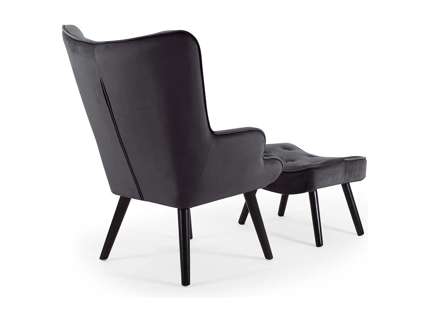 Fauteuil scandinave + pouf Lylou Velours Noir