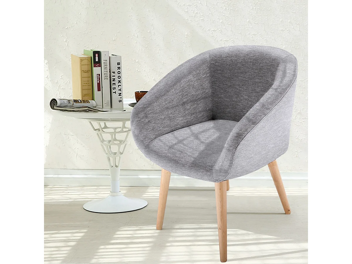 Fauteuil Scandinave en Tissu "Thad" 67cm Gris