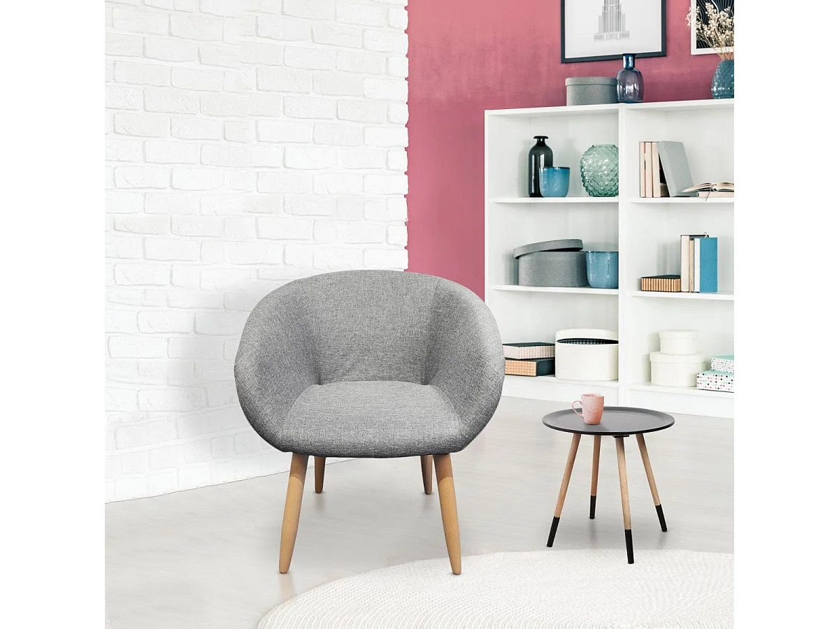 Fauteuil Scandinave en Tissu "Thad" 67cm Gris
