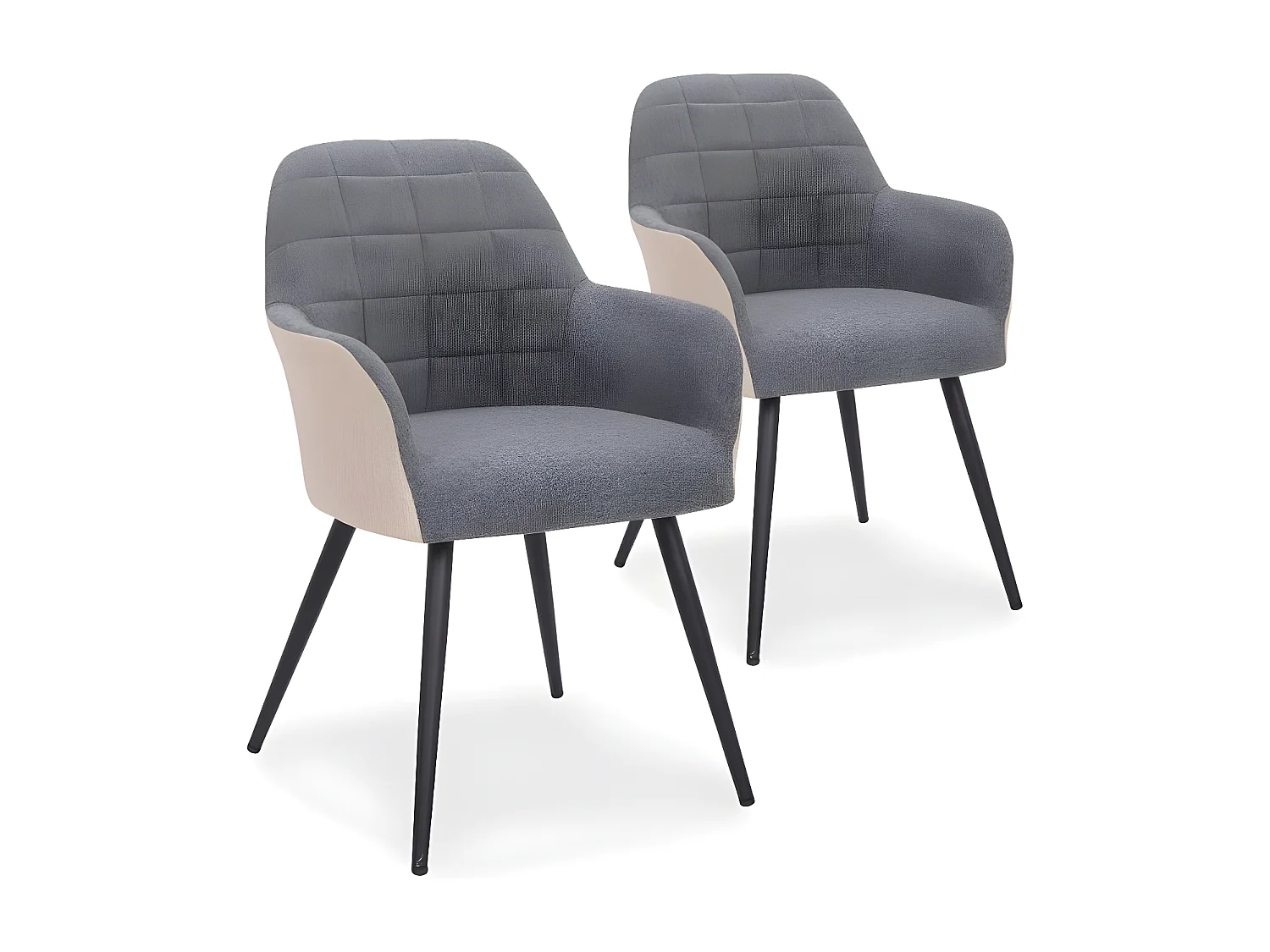 Lot de 2 Fauteuils Design "Singolo" 81cm Beige & Gris