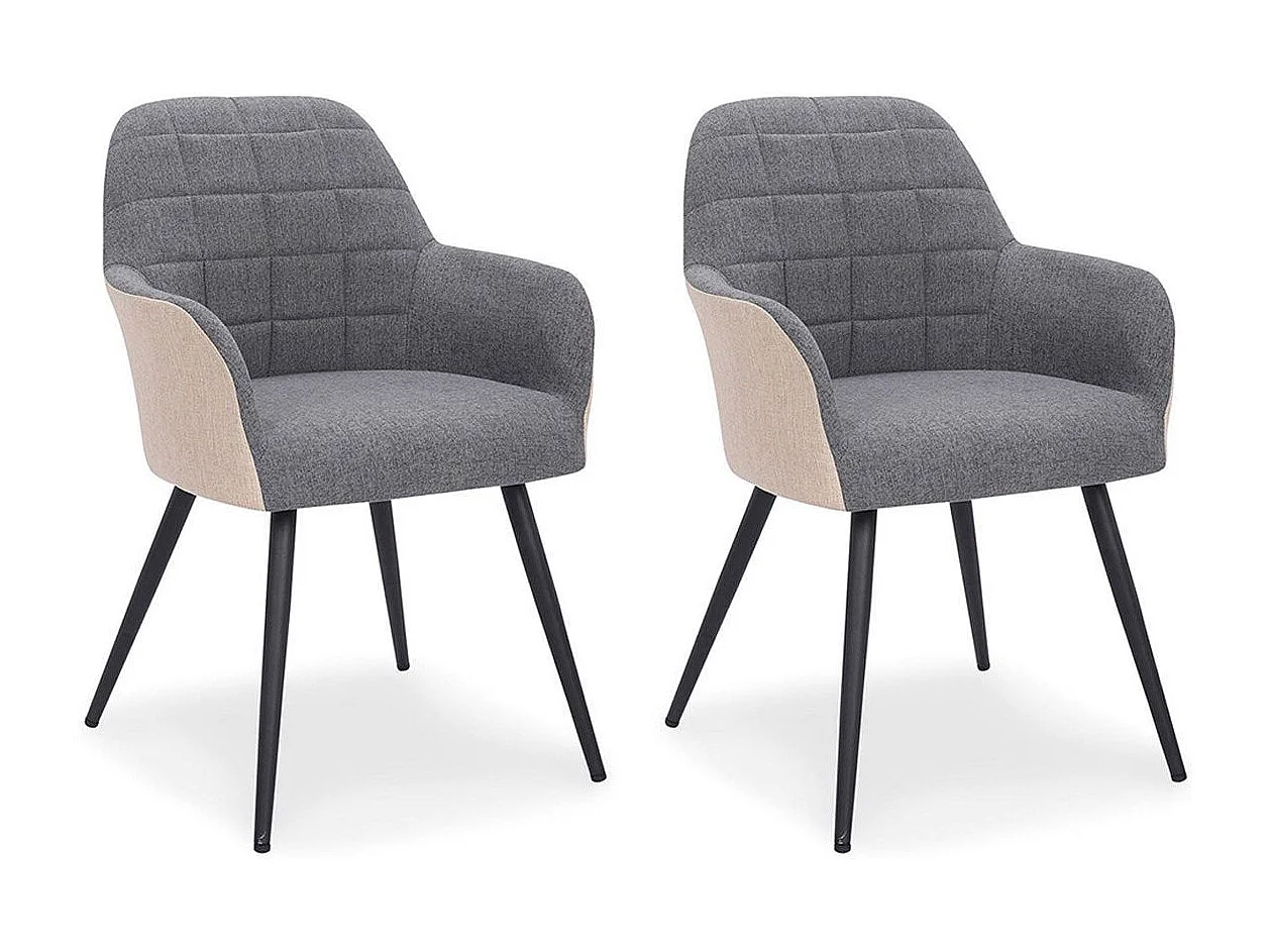 Lot de 2 Fauteuils Design "Singolo" 81cm Beige & Gris