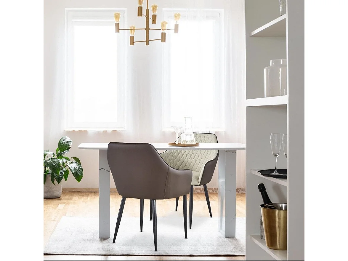 Lot de 2 Fauteuils Design "Zoa" 88cm Beige & Marron