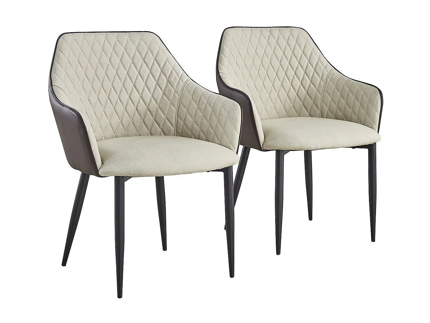 Lot de 2 Fauteuils Design "Zoa" 88cm Beige & Marron
