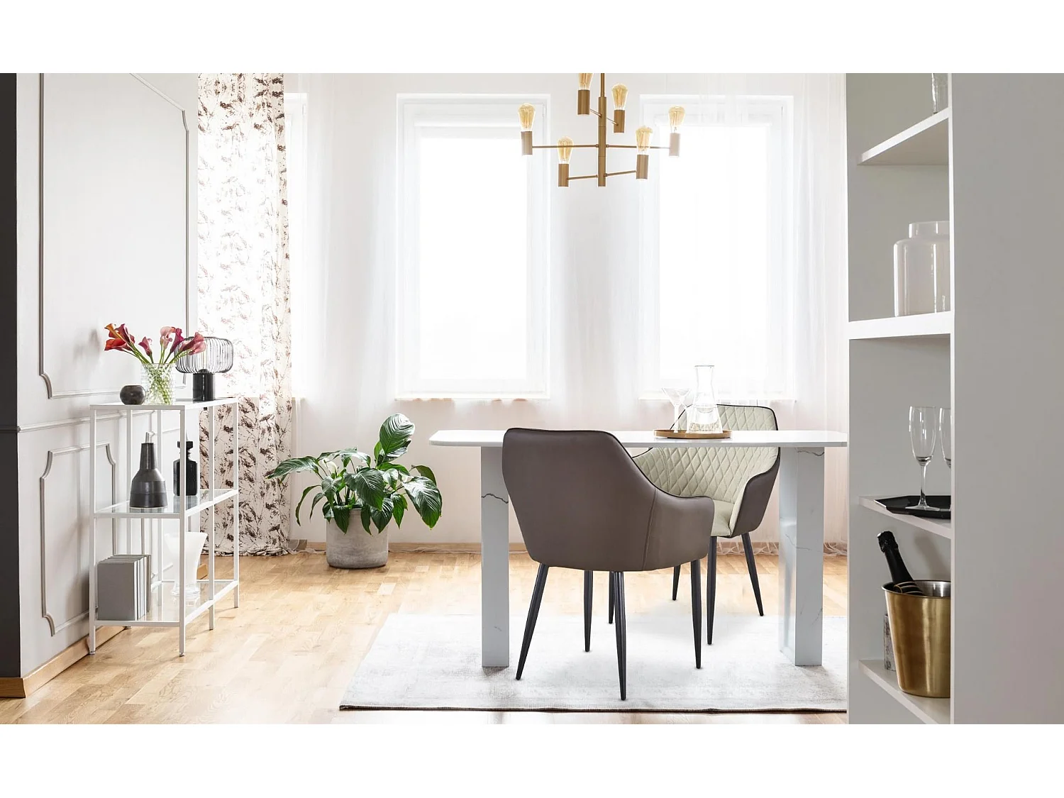 Lot de 2 Fauteuils Design "Zoa" 88cm Beige & Marron