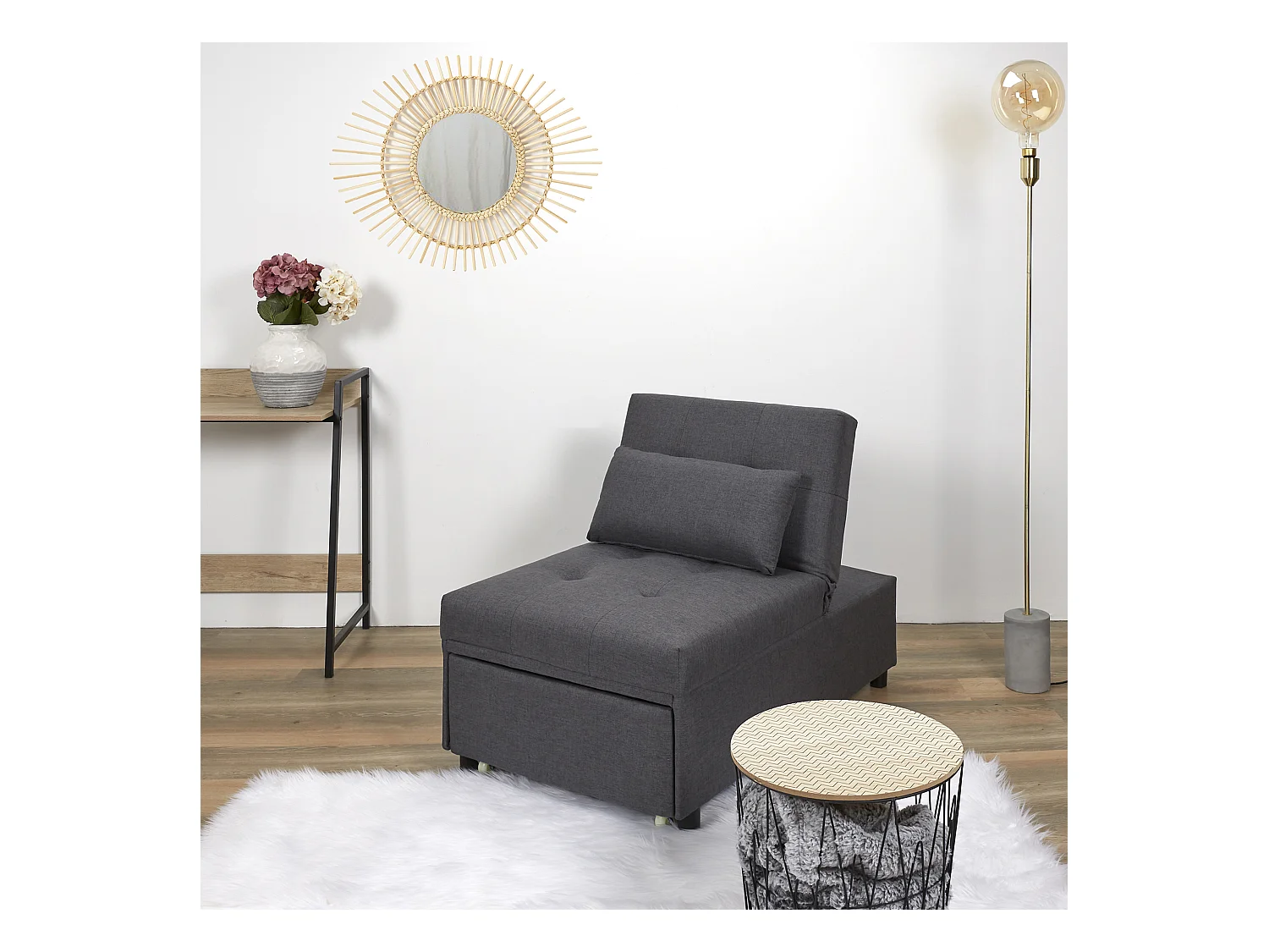 Fauteuil Convertible Malmo Gris Gris