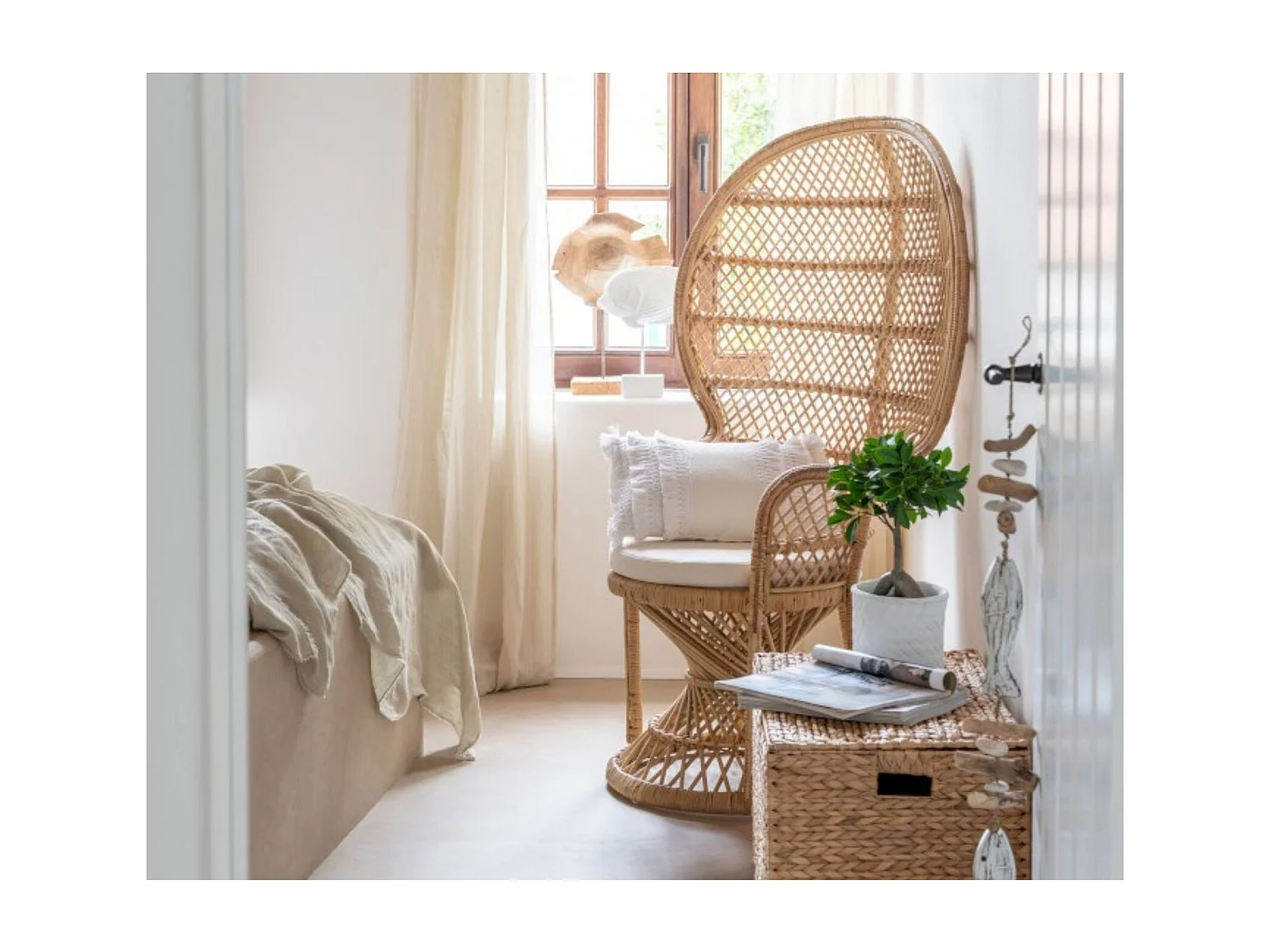 Fauteuil Design en Rotin "Poan" 133cm Naturel