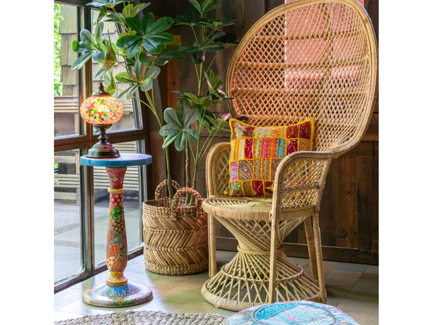 Fauteuil Design en Rotin "Poan" 133cm Naturel