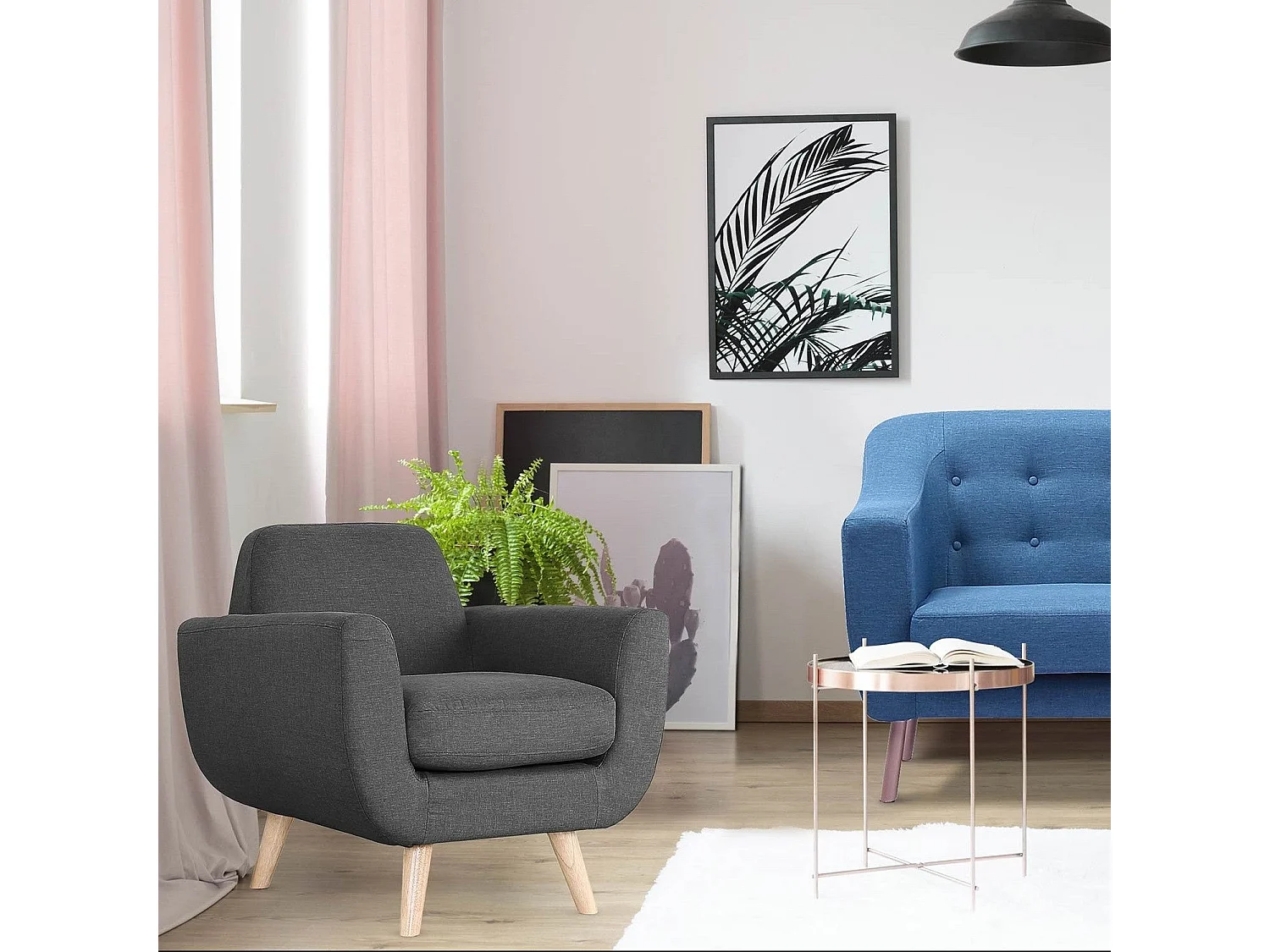 Fauteuil Design "Miramas" 81cm Gris Foncé