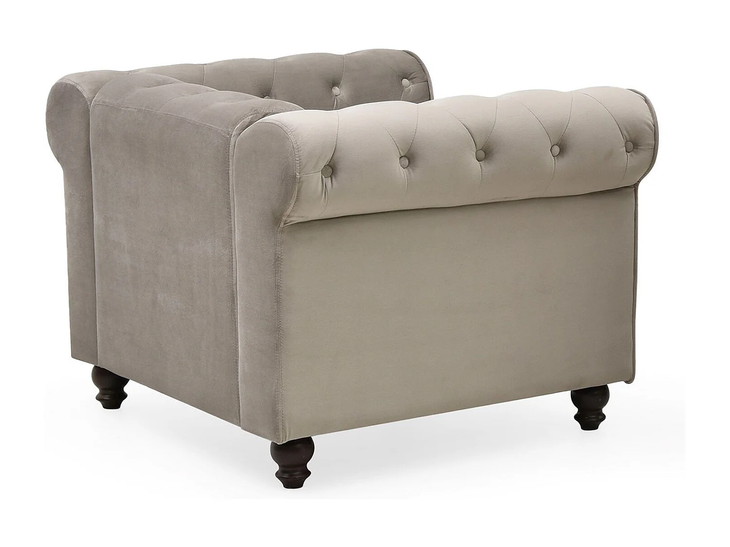 Fauteuil Design Velours "Chesterfield" 111cm Taupe