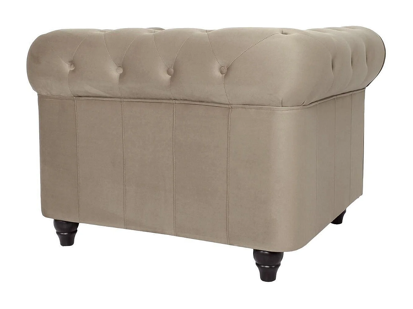 Fauteuil Design Velours "Chesterfield" 111cm Taupe