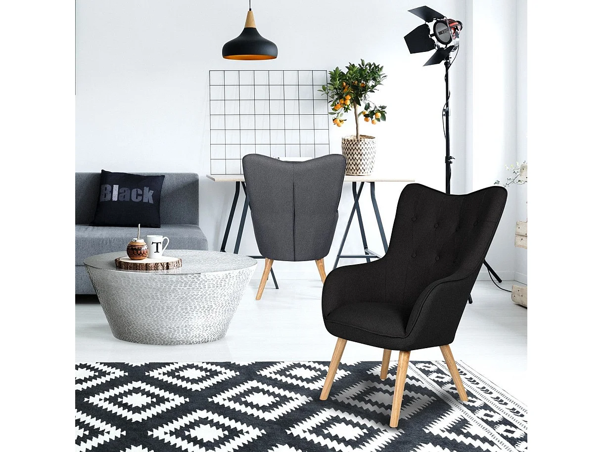 Fauteuil Scandinave "Aimee" 67cm Noir