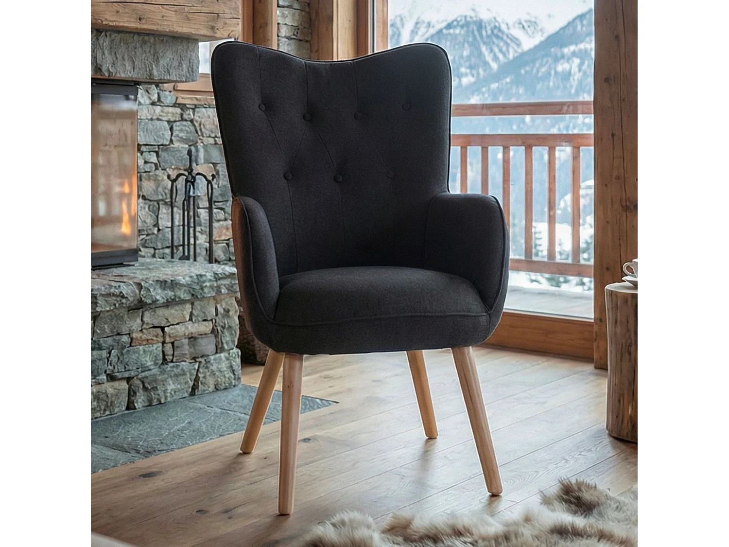 Fotel skandynawski "Aimee" Czarny 67cm Wygodny i Elegancki