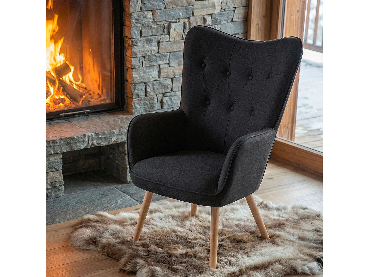 Fotel skandynawski "Aimee" Czarny 67cm Wygodny i Elegancki