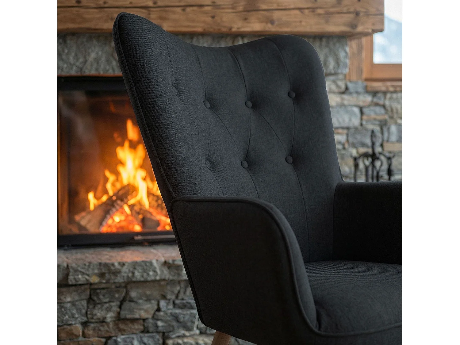 Fotel skandynawski "Aimee" Czarny 67cm Wygodny i Elegancki